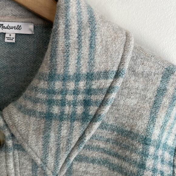 Madewell Boiled Wool Shirt-Jacket in Plaid Heather Lagoon - Picture 5 of 16